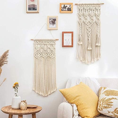 Macrame Woven Wall Hanging Boho Chic Geometric Art Decor / Medium / Set of 2