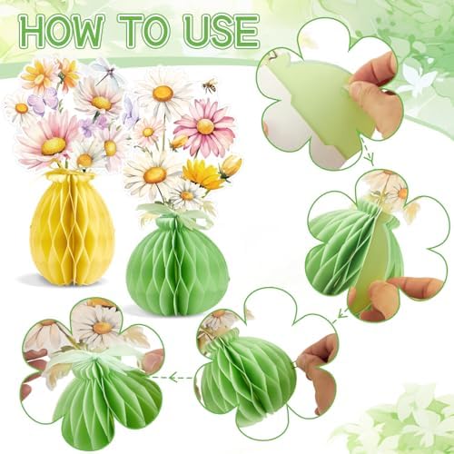 9pcs Daisy Table Decoration, Flower Honeycomb Table Garden Party Decoration, Wildflower Honeycomb with Bee, Suitable for Summer Party, Garden, Spring Birthday, Baby Shower,Wedding.