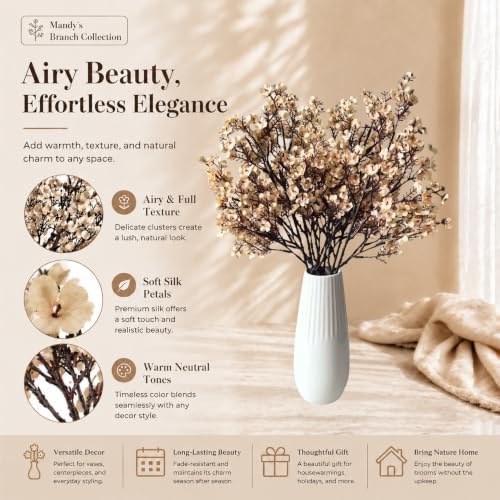 Mandy's 6 Bundles Artificial Champagne Baby’s Breath Flowers