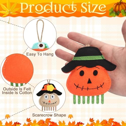 Simgoing 12 Pcs Fall Thanksgiving Tree Ornaments 3.9 Inch, Scarecrow