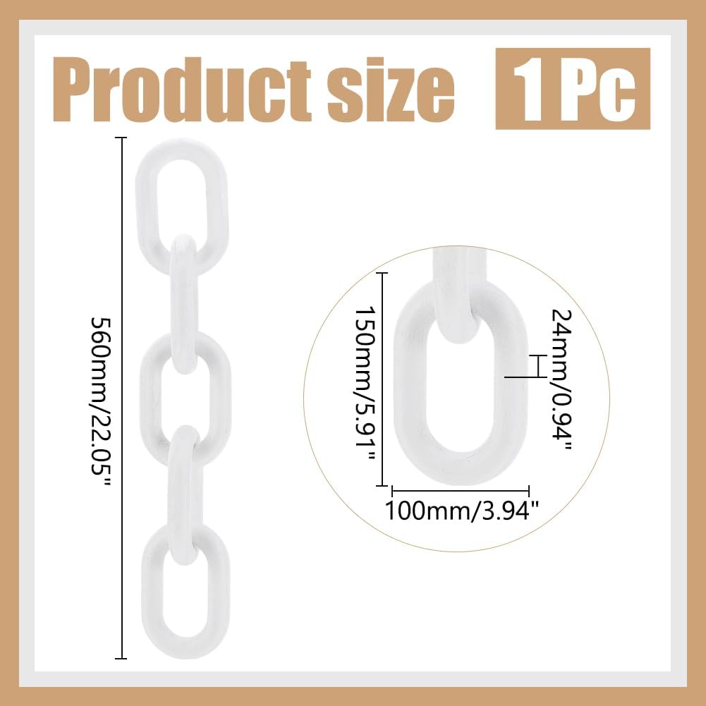 5 Link Chain Display Decorations Book Shelf Decor Wooden Home Decorative Chains Rustic / White