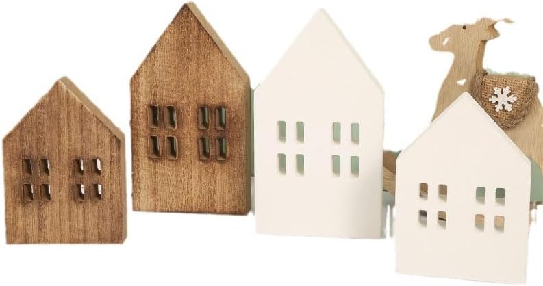 Block Farmhouse Home Wooden Sign House Shaped Wooden Sign Tiered Tray Decor / Brown / Set of 2