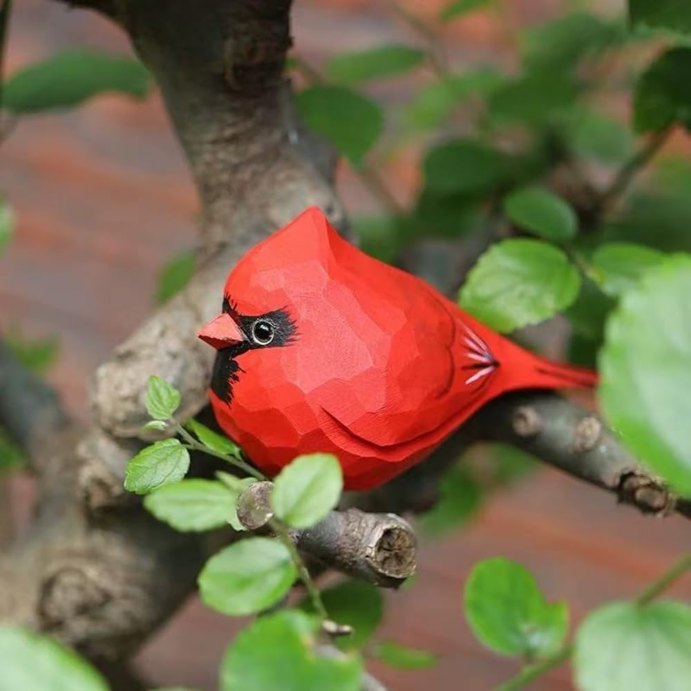 Handmade Wooden Cardinal Figurines / Red