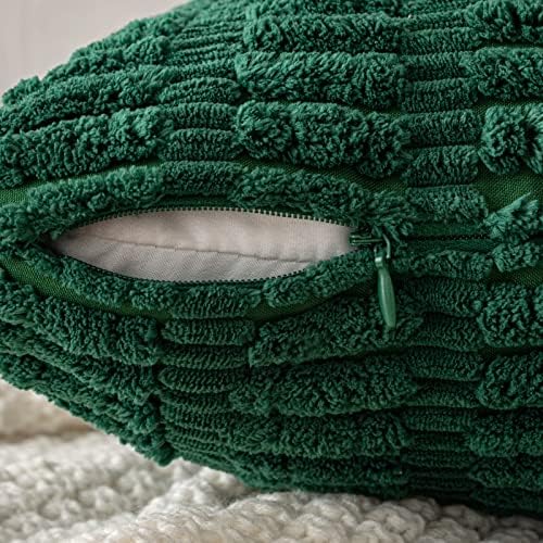 MIULEE Corduroy Decorative Throw Pillow Covers 12x12 Dark Green Pack of 2