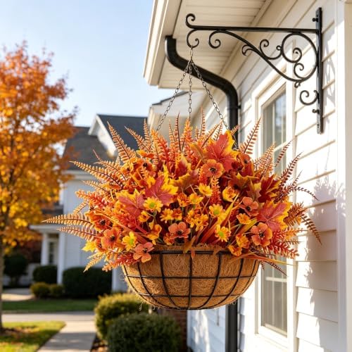 16 Bundles 5 Styles Artificial Fall Flowers for Outdoors Fall Decoration