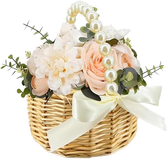 Wicker Rattan Flower Girl Basket / Natural One Piece
