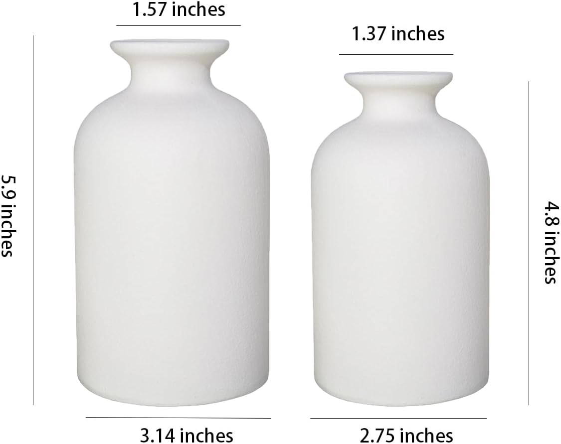 Ceramic Vase / Dry Flower Vases Minimalism Style for Modern Table Shelf Home Decor / White / Small