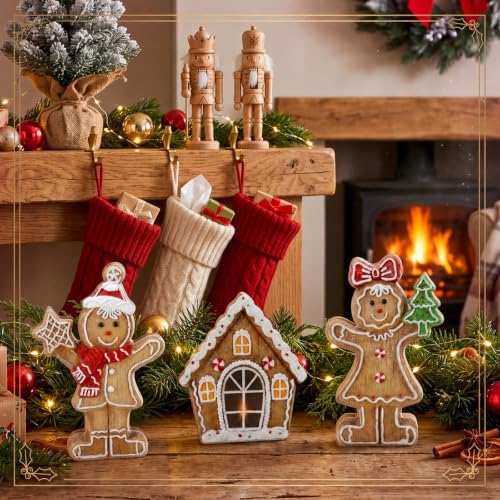 Suzile 3 Pcs Christmas Gingerbread Wooden Table Decorations
