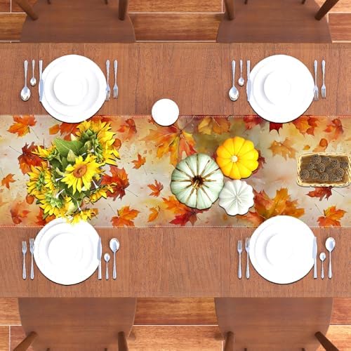 Rvsticty Fall Table Runner,Autumn Thanksgiving Decorations for Home Decor