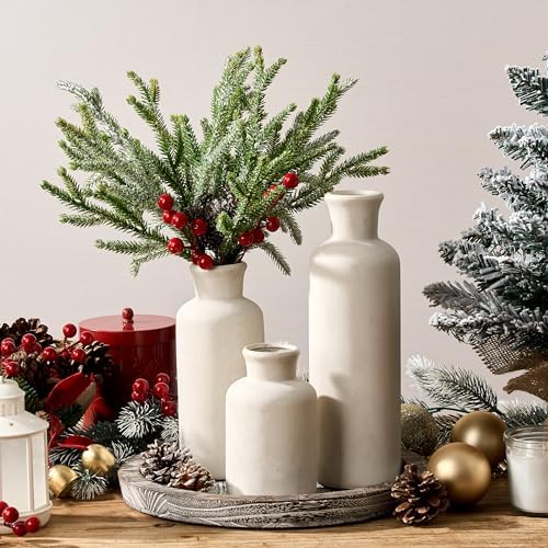 Ceramic Vase / Rustic Pottery Vase for Your / Antique-white / Set of 3