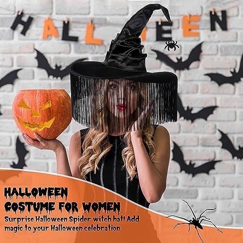 JUSTOTRY Witch Hat for Women - Halloween Women Costume Black