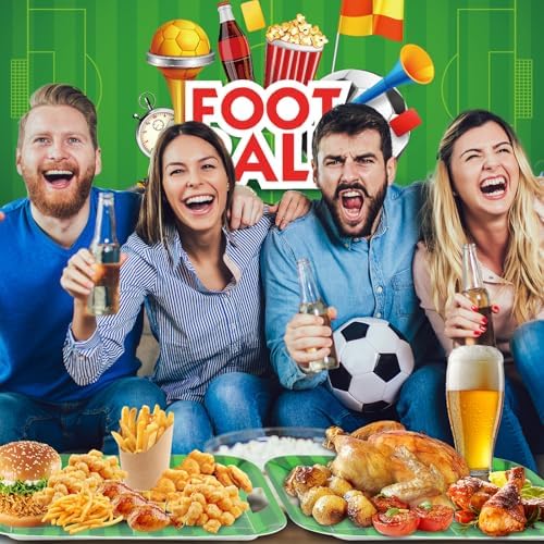 gisgfim 2Pcs Soccer Serving Trays 16.1 X 11.1 Inch Large Melamine Soccer Stadium Platters with Handles Soccer Food Serving Dishes Snack Dessert Trays Decor for Soccer Ball Birthday Party Decorations