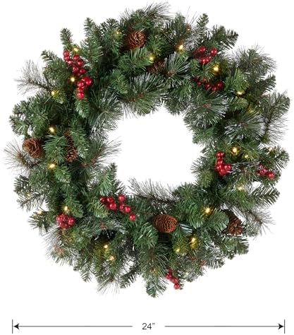 National Tree Company 24in Pre-Lit Crestwood Spruce Christmas Wreath