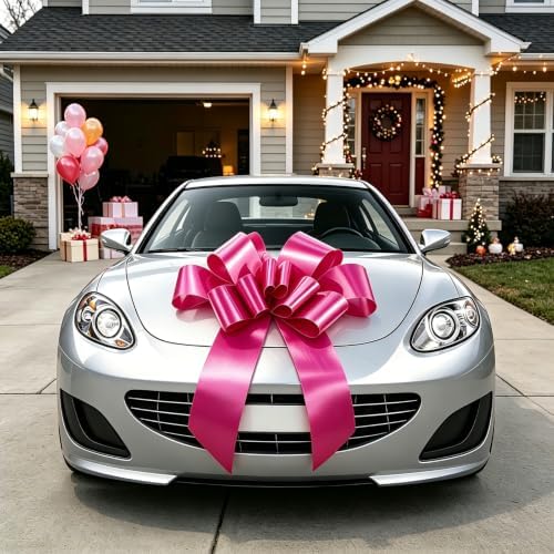 Giant Car Bow 30 Inch Big Pink Bow for Car Gift Birthday & Party Decor