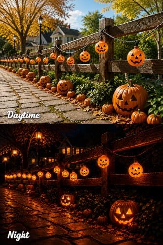 12FT 20 LED Halloween Pumpkin String Lights Outdoor Waterproof Connectable