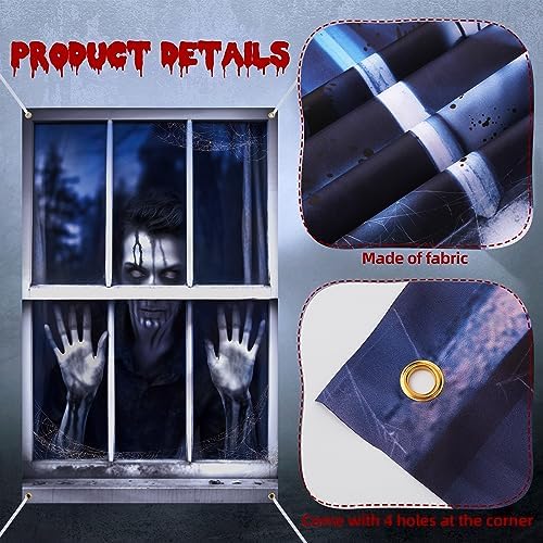 Newwiee 2 Pcs Scary Halloween Curtain Window Silhouette Cover, Spooky Ghost