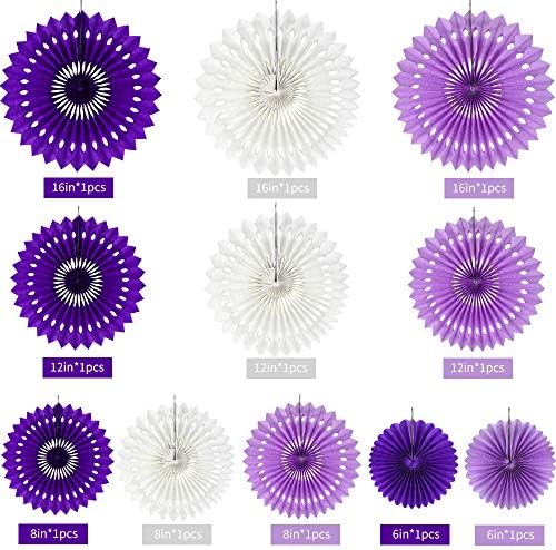 BEISHIDA Honeycomb Round Paper Fans Purple White Hanging Party Decoration