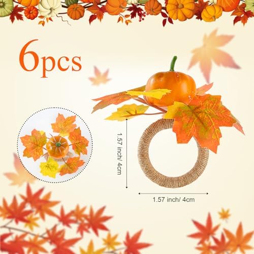 Fall Thanksgiving Pumpkin Napkin Rings Set of 6, Thanksgiving Table Decor