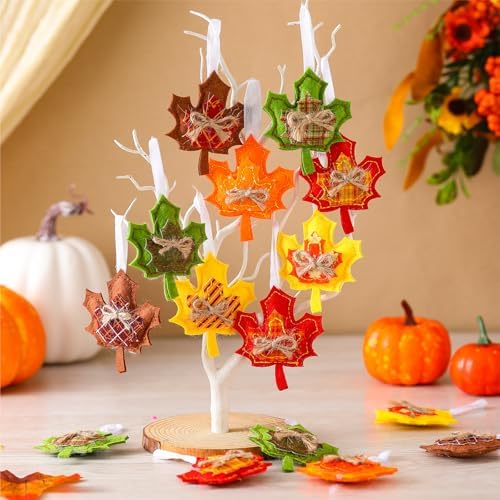 Mindsoft 30 Pcs Fall Felt Ornaments for Tree 3D Felt Maple Leaf Ornaments