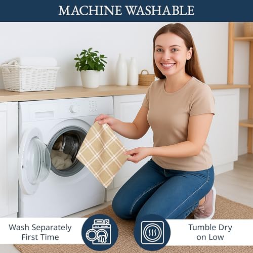 LANE LINEN Dish Towels for Kitchen Cotton Soft & Absorbent 4 Pack - Beige