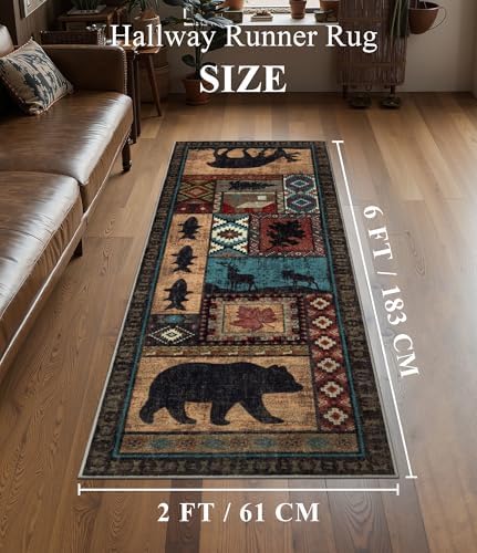 YIHOUSE Washable Rustic Cabin Runner Rug 2x6 Hallway