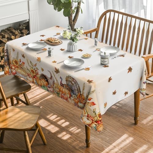 Horaldaily Thanksgiving Tablecloth 60×120 Inch Rectangular, Holiday Decor