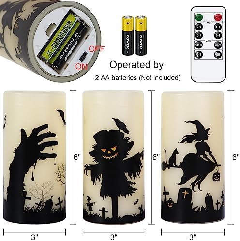Scarecrow Halloween LED Flameless Pillar Candles with Remote Timer