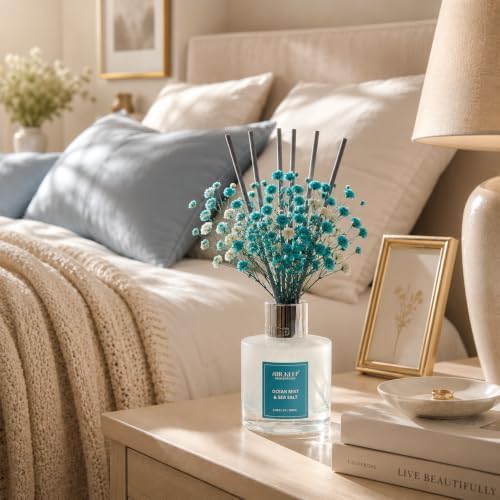 Airkeep Reed Diffuser Set,3.38 fl oz (100 ml) - Ocean Mist&Sea Salt Oil Diffusers with 8 Reed Sticks,Home Fragrance