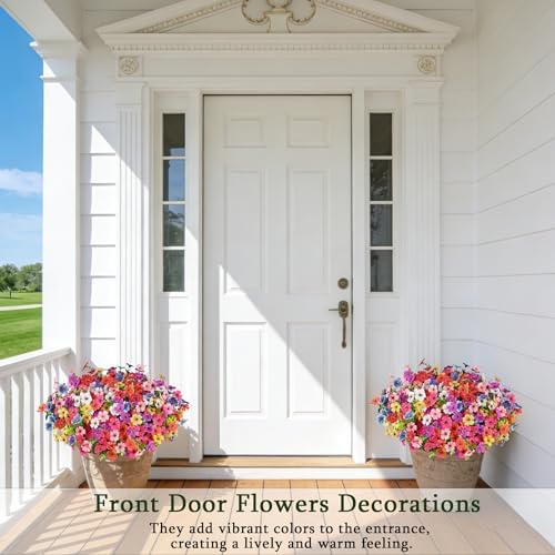 16PCS UV Resistant Artificial Flowers for Outdoors, Mix 8 Colors