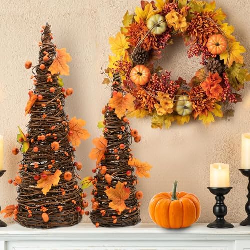 Fall Decor, Fall Tabletop Trees, Lighted Pumpkin Thanksgiving Decorations