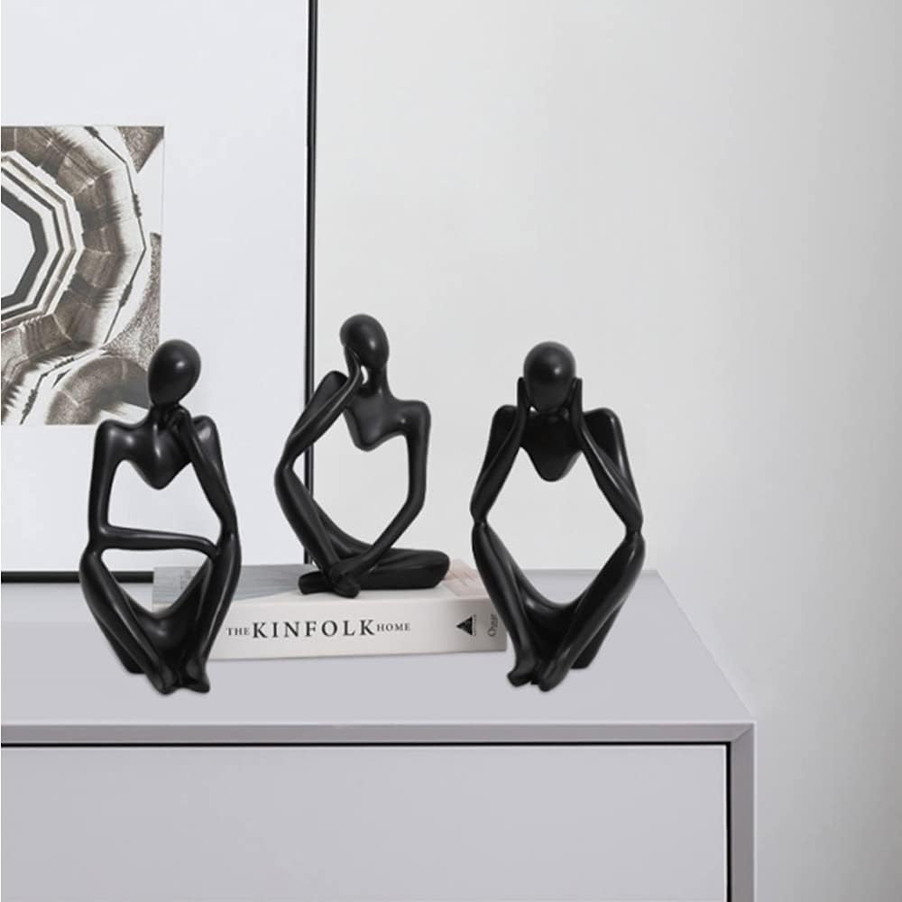 Resin Thinker Style Abstract Sculpture Statue Collectible Figurines Home Office / Black,left / Small
