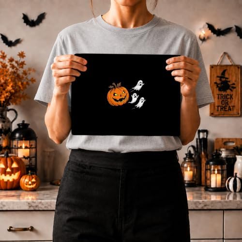 Halloween Pumpkin Ghost Kitchen Towels, Halloween Hand Towels for Bathroom Decor, Funny Spooky Pumpkin Ghost Black Dishcloths Dish Towel for Kitchen 16x24 Inches Set of 2