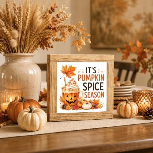 Fall Wood Sign, It's Pumpkin Spice Season Latte Tabletop Kitchen Decor
