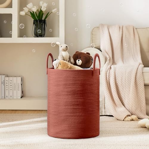 YOUDENOVA Cotton Rope Laundry Hamper Basket, 58L Blanket Basket for Nursery