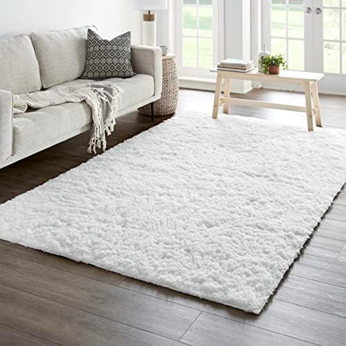 Ophanie 6x9 White Rugs for Living Room,Large Fluffy Shag Fuzzy Plush Soft Living Room Area Rugs,Floor Shaggy Carpets