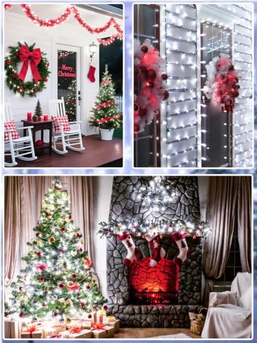 2 Pack Extendable Christmas String Lights Indoor Outdoor 200 LED Cool White