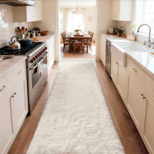 Ophanie Runner Rug for Hallway,2.5x12 Washable Non-Slip Fluffy Soft Bedside Rugs,Bedroom Living Room Shaggy Carpet for