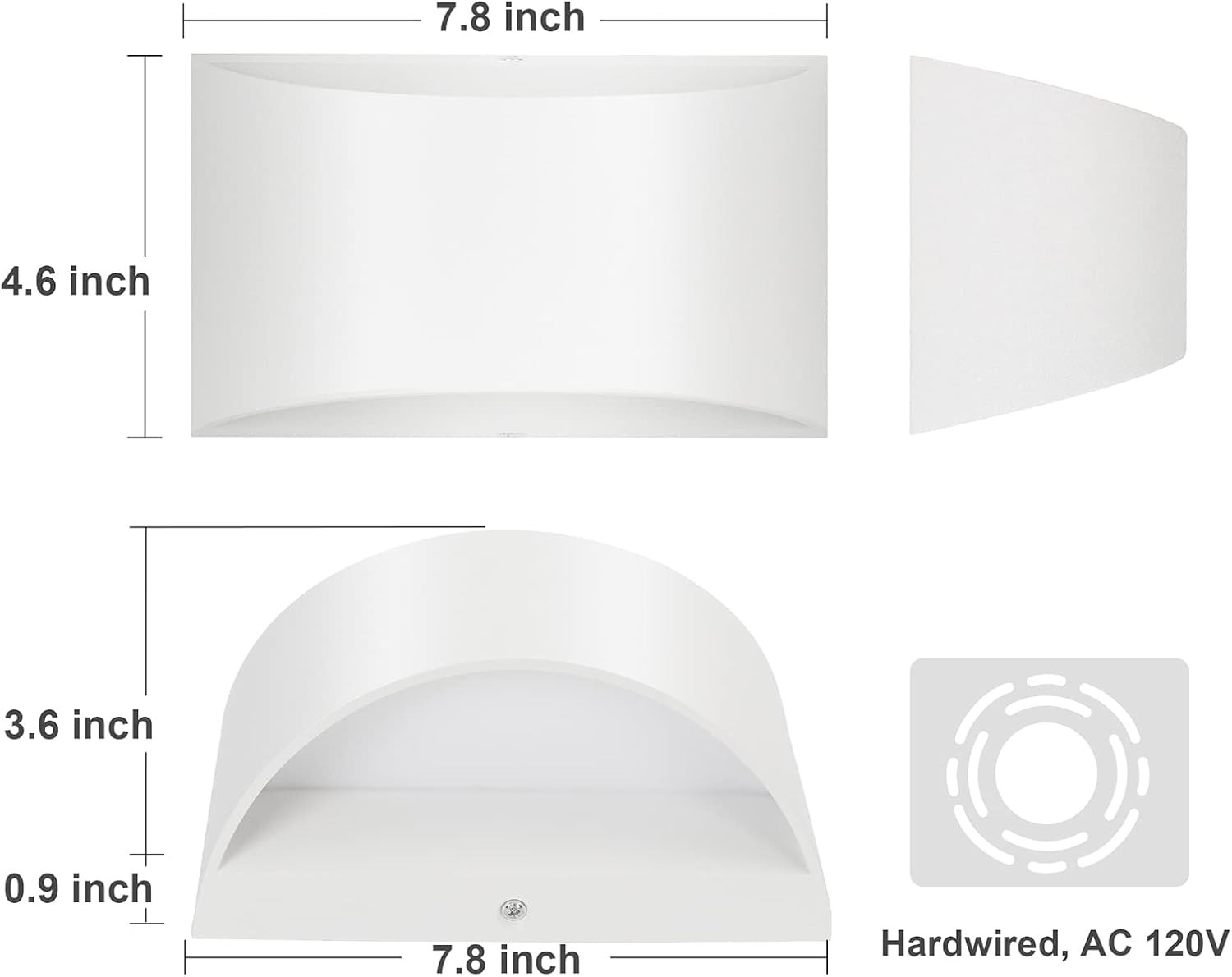 TRLIFE Dimmable Wall Sconces, 3000K/4000K/6000K Selectable Modern Wall Sconce 12W LED Aluminum Wall Mounted Light Set
