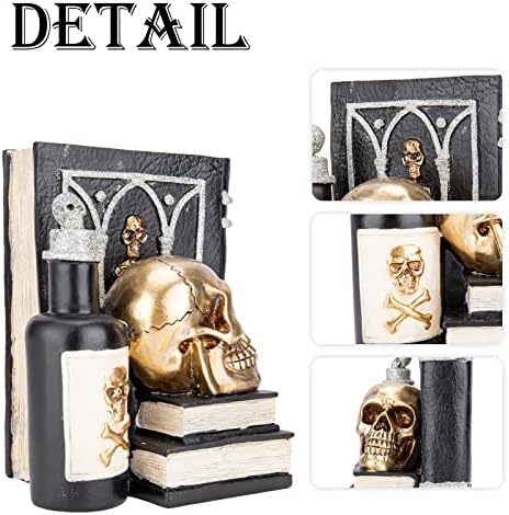 Halloween Resin Skull Heads with Books Black Figurines Indoor Decorations