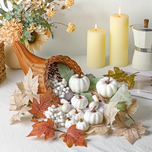Fall Cornucopia Basket Fall Table Centerpieces 13.78'', Neutral