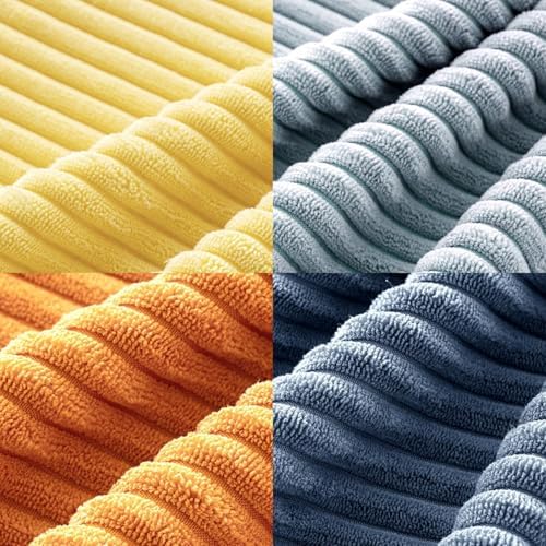 MIULEE Soft Corduroy Decorative Throw Pillow Covers Blue-Orange 20x20