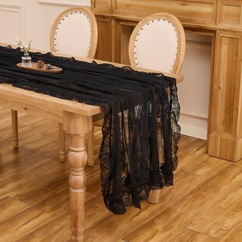 Black Lace Tablecloth Vintage Table Cloth(Black,95”x55”,Rectangular)