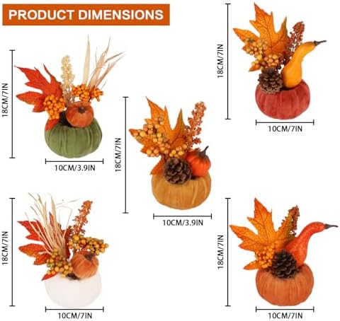 5PCS Fall Thanksgiving Pumpkins Decor for Autumn Home Indoor Decorations