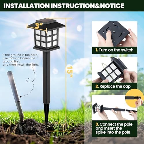 GIGALUMI Solar Lights Outdoor Waterproof 10 Pack, LED Garden Decor