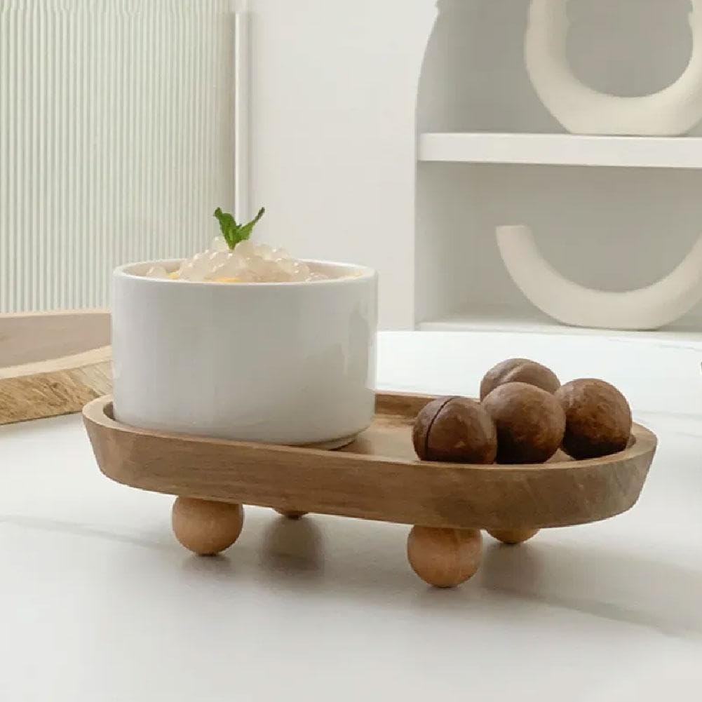 Wood Pedestal Stand for Farmhouse Tabletop Entry Table Centerpieces Decor / Circle / 7 Inch