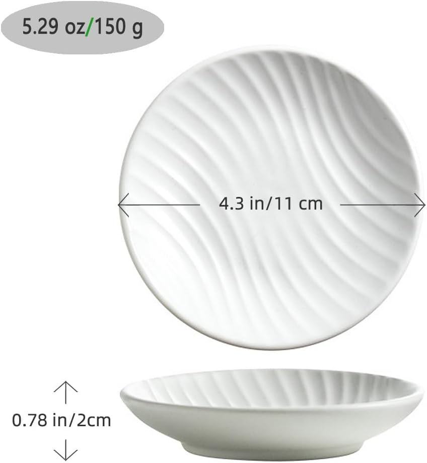 Modern Minimalist Striped Design Ceramic Tray / White