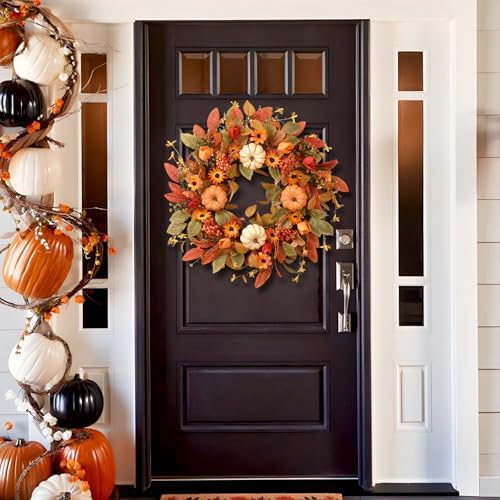 Waipfaru 26" Fall Wreaths for Front Door Outside, Fall Decorations for Home