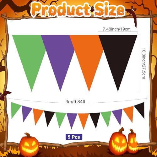 Jetec 5 Pcs 49 Ft Halloween Pennant Banner Simple Classic Bunting
