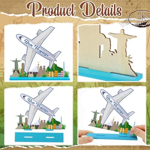 Marsui 12 Pcs Travel Wooden Centerpieces, Adventure Party Decor