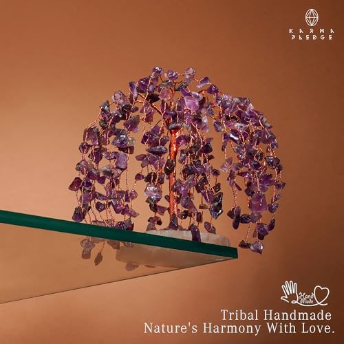 KARMAPLEDGE Chakra Tree of Life Birthday Gifts for Women, Home and Office Decor, Handmade Amethyst Crystal Tree for